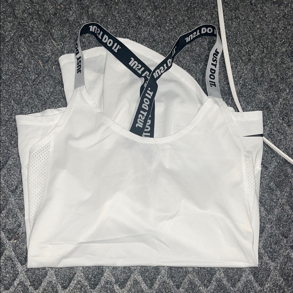 Nike Women's White Sports Bra with Black Straps
